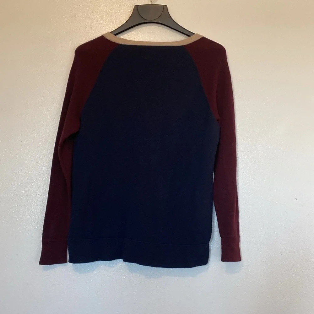 J. Crew Colorblock Side Button Crewneck Baumwolle long sleeve Sweater Sz xs